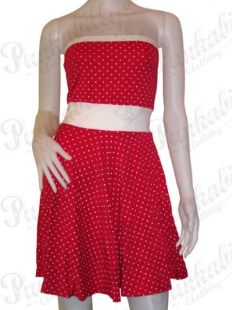 Red with white polka dots wiggle dress