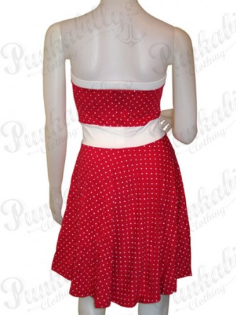 Red with white polka dots wiggle dress