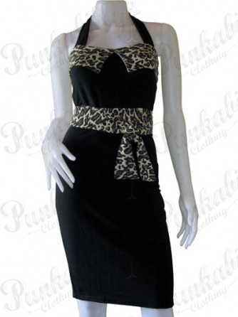 Black Rockabilly Leopard Dress