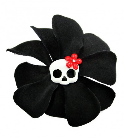 Black Rose & Skull Hair Pin