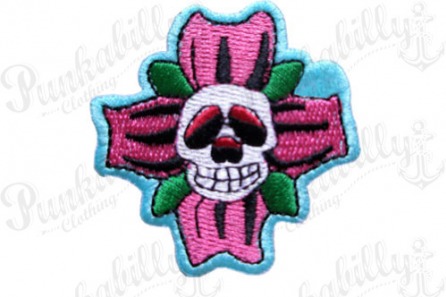 Rockabilly Flower Skull Patch