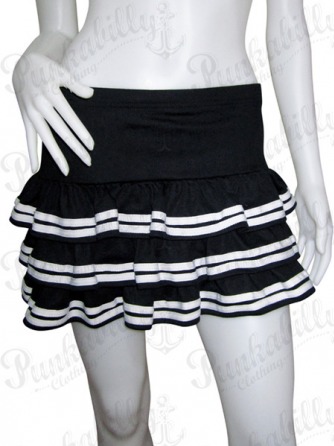 Black with White stripes Punk Rock Skirt