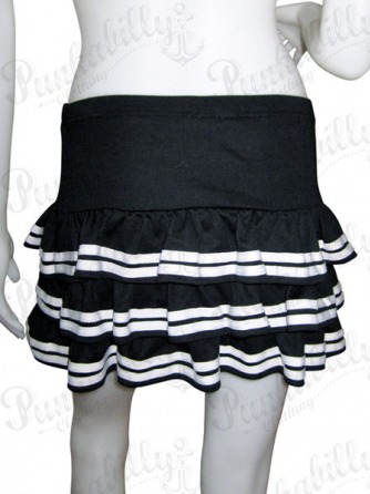 Black with White stripes Punk Rock Skirt