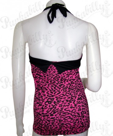 Leopard pink rockabilly tank top