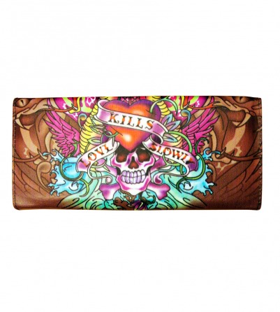 Brown "Love Kills Slowly" Tattooed style long Wallet