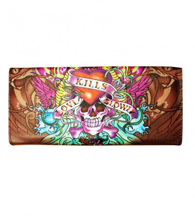 Brown "Love Kills Slowly" Tattooed style long Wallet