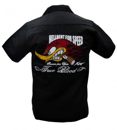 "HEELBENT FOR SPEED" Embroidered Work Shirt