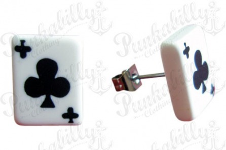 Black Clubs Playing Cards Ear Studs