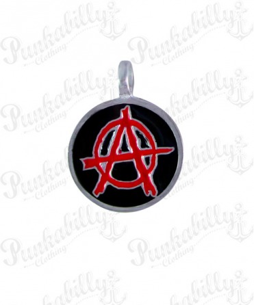 Round Pendant with Red Anarchy Symbol