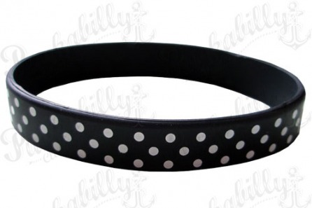 Polka dots black rubber bracelet