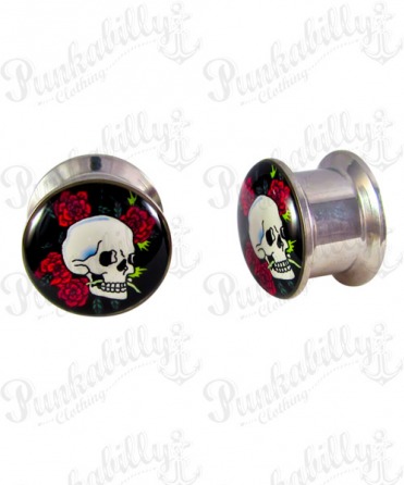 Skull Rose Stainless Steel Plug