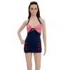 Navy Blue Pin Up Swimsuit with red stripes