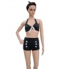 White Polka Dots Vintage Pinup black Bikini