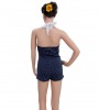 Pin Up Navy Blue with White Polka Dots swimsuit