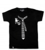 black punk t-shirt with illustrative striped necktie