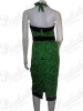 Green Rockabilly Leopard Dress with Ribbon