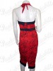 Red Rockabilly Dress with Tattoo Print & a Bow