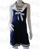 Navy Blue Rockabilly Sailor Dress with stripes & bow