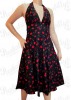 Black Rockabilly Dress with Cherry Print