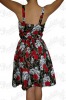 Skulls & Roses Rockabilly Dress with White Buttons