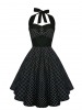 Classic black and white polka dot swing dress