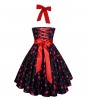 Classic cherry print halter dress