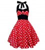 Vintage inspired White polka dots Red Dress