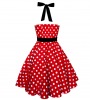 Vintage inspired White polka dots Red Dress