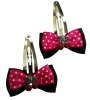 Black & Pink Cherry's Hair Pin with Polka Dots