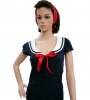 Navy Blue Sailor Top & Red Ribbon