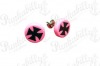 Pink & Black Iron Cross Punk Ear Studs