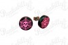 Black & Pink Spiderweb Skull Ear Studs