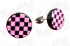 Pink & Black Check Ear Studs