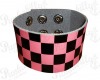 Black & Pink Checked Leather Bracelet