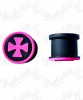 Pink Iron Cross Design Silicone Plug